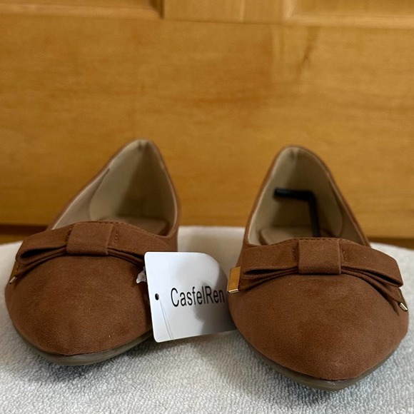 NWT, CasfelRen Women's Size 8 Flats Comfort Shoe Light Brown - Picture 2 of 12